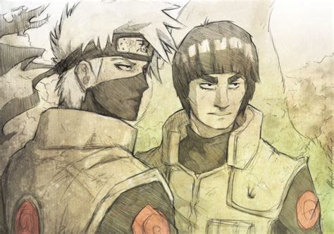 Sketches Naruto Shippuden Drawings Kakashi Hatake Maito Gai