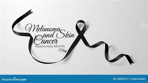 Melanoma Skin Cancer Awareness Black Ribbon Collection Set Vector