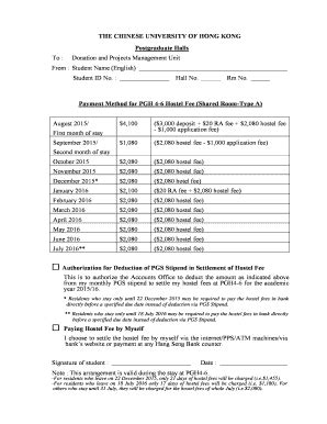 Fillable Online Pgh Cuhk Edu Pgh Shared Room Payment Method Pgh