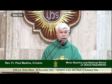 Quiapo Church Live Tv Mass Today Am November Tuesday