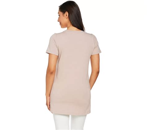 Logo Lounge By Lori Goldstein Short Sleeve Top With Lace Overlay