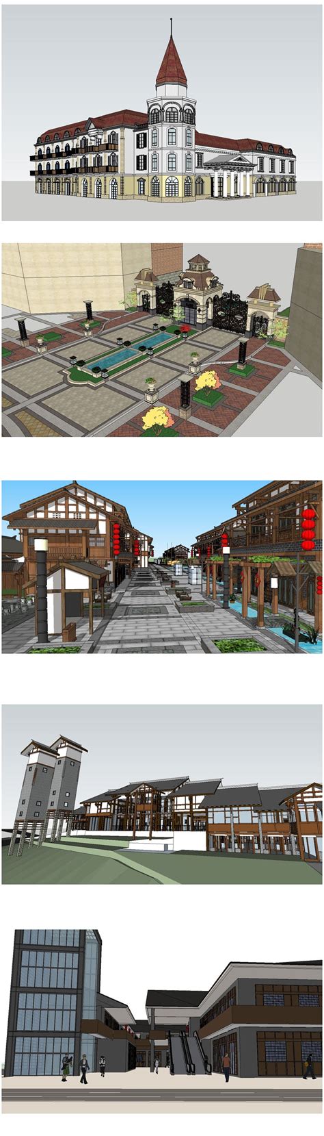 💎【sketchup Architecture 3d Projects】15 Types Of Commercial Street Desi