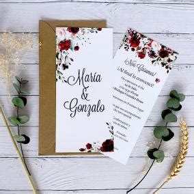 Invitación de boda flores rojas