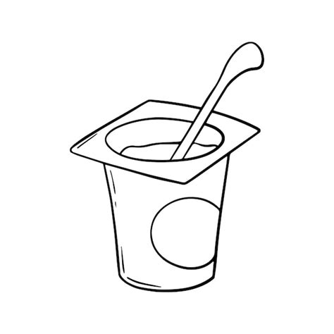 Monochrome Illustration Ffnen Sie Ein Kleines Plastikglas Mit Joghurt