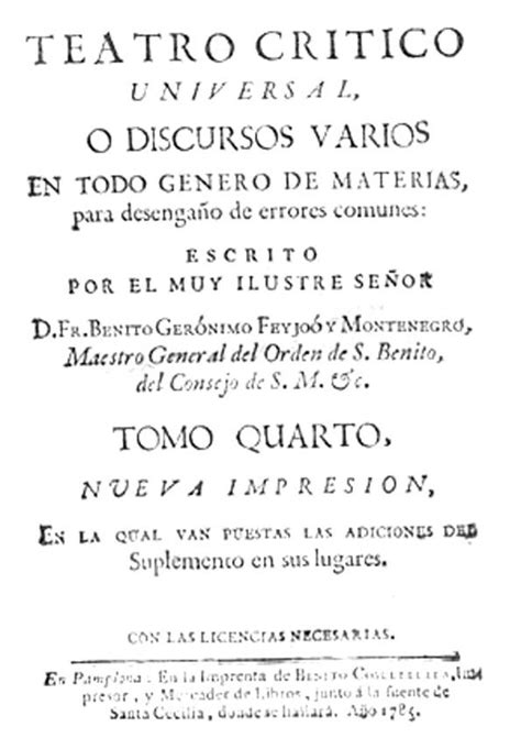 Teatro Cr Tico Universal O Discursos Varios En Todo G Nero De Materias