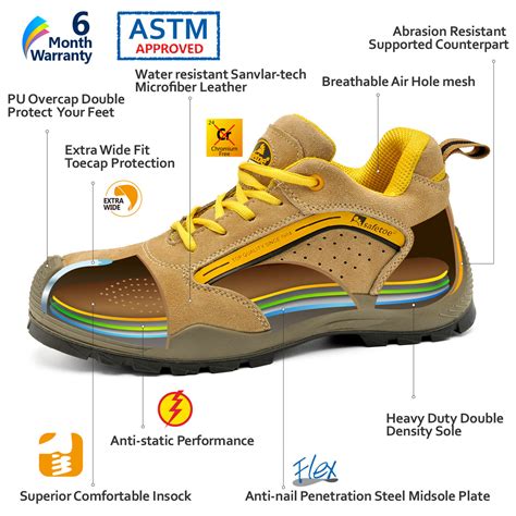 SAFETOE Mens Safety Shoes Steel Toe Shoes -[ASTM Approved] Lightweight ...