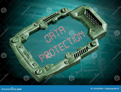 Data Protection Security Concept Futuristic Sci Fi Communicator With