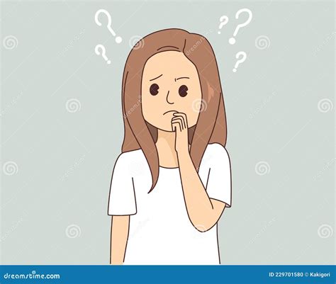 Confused Woman Feeling Frustration Thinking Stock Vector Illustration