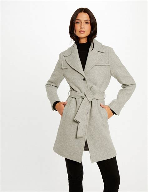 Manteau Cintr Ceintur Genial Morgan Gris Clair Manteau Femme Morgan