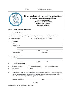 Fillable Online Encroachment Permit Application Campbell County Fax