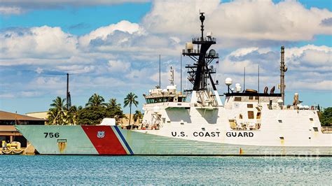 Us Coast Guard Cutter Kimball Docked In Honolulu Harbor Off Sand Island