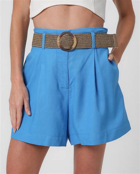 Riachuelo Short Alfaiataria Feminino Cinto Viscolinho Azul Ak