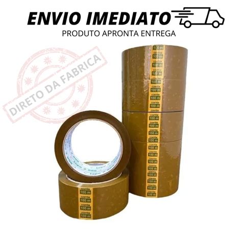 Kit Rolos De Fita Adesiva Acr Lica Marrom Mm X Metros