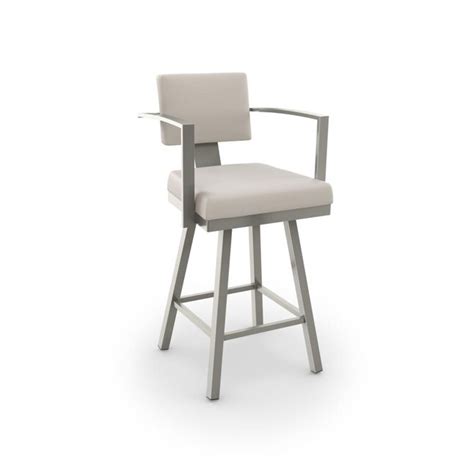 Amisco Akers Cream Bar Height Upholstered Swivel Metal Bar Stool With