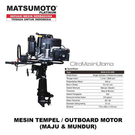 Jual Mesin Tempel Matsumoto Mob Gre Hp Outboard Maju Mundur