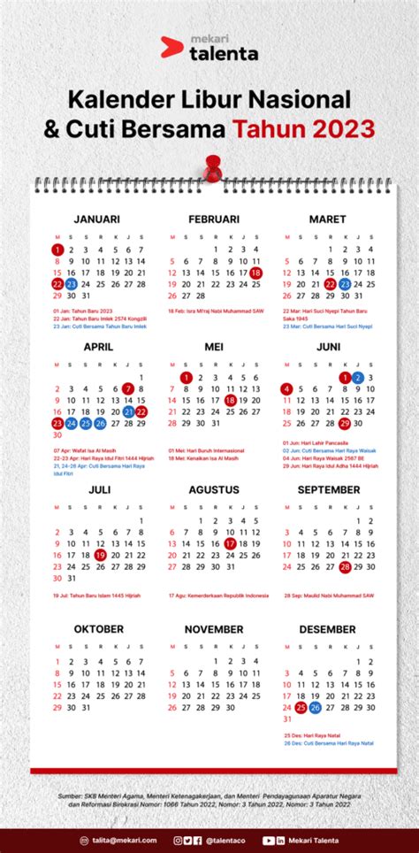 Ini Daftar Kalender Libur Nasional dan Cuti Bersama 2023