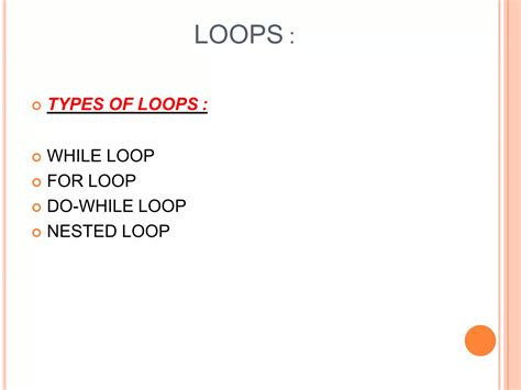 Loops In C Ppt