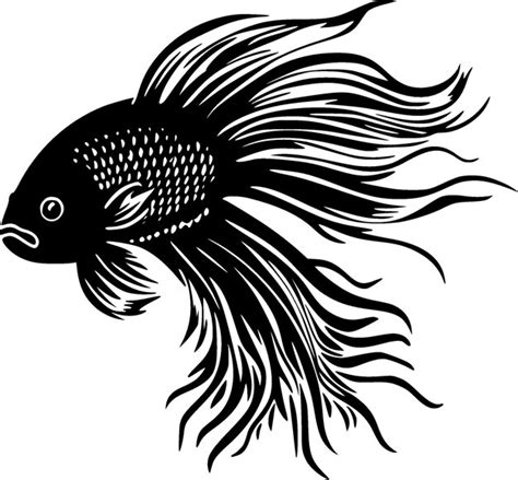 Premium Vector Beta Fish Black And White Vector Illustration