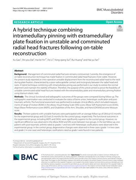 Pdf A Hybrid Technique Combining Intramedullary Pinning With