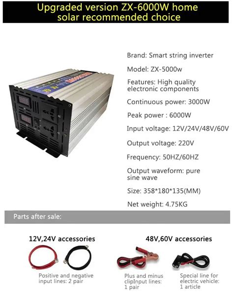 Low Price Off Grid System Solar 6000 Watts Must Be 12v 24v 48v 60v Pure Sine Wave 4000w 5000w