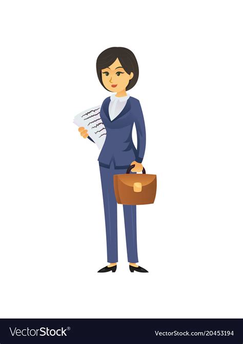 Businesswoman With Briefcase And Papers Royalty Free Vector