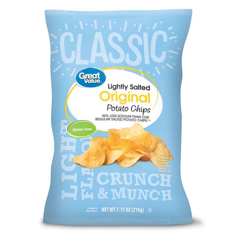 Great Value Lightly Salted Original Potato Chips 7 75 Oz