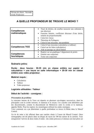 Comment Calculer La Profondeur Du Moho 1ere S