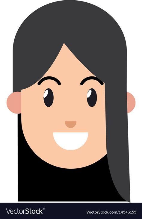 Cartoon girl smile black hair Royalty Free Vector Image