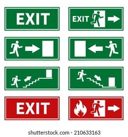 Emergency Fire Exit Signs Stock Vector (Royalty Free) 210633163 ...