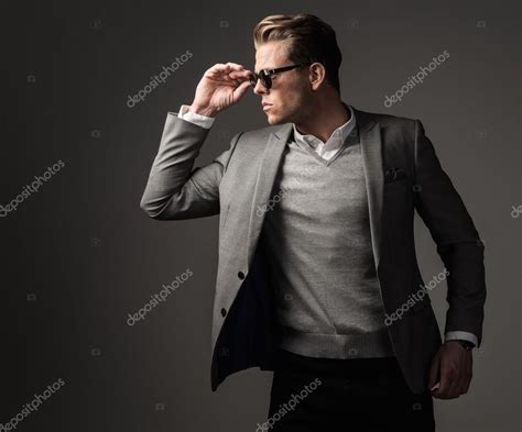 Confident Sharp Dressed Man In Black Suit Stock Photo Nejron