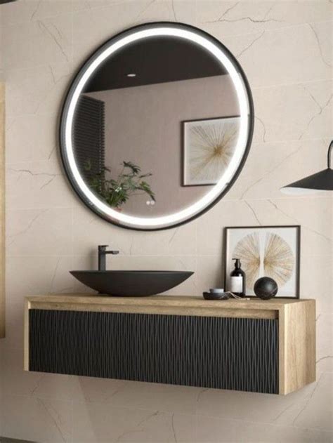 Pin by Lizzette Mendez on Baños modernos Round mirror bathroom