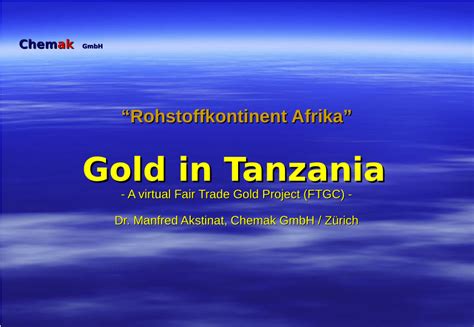 Pdf Gold In Tanzania