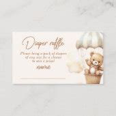 Hot Air Balloon Teddy Bear Diaper Raffle Ticket Enclosure Card Zazzle