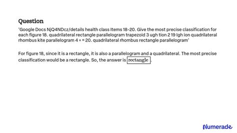 SOLVED Google Docs NjQ4NDcz Details Health Class Items 18 20 Give The