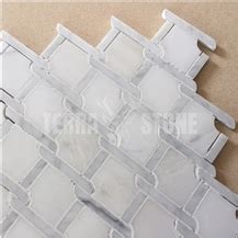 Water Jet Bianco Carrara White Thassos Marble Mosaic Tile From China