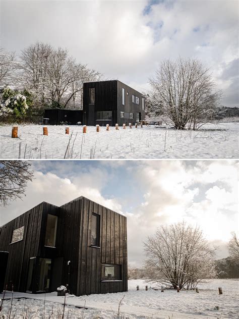 This Prefab Home With A Black Wood Exterior And Matching Black Window