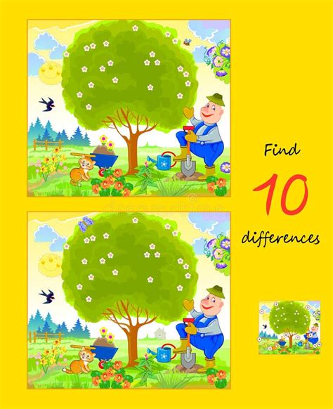 Encontrar Diferencias Ilustraci N De Feliz Jardinero En Jard N De