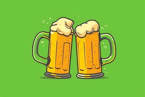 Premium Vector Two Beer Mugs Cheers Copy Space Vector Illustration