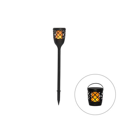 Prikspot Zwart Incl Led Solar Met Flame Effect Toci Aanbieding Bij