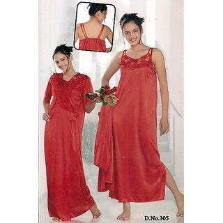 Buy Sexy Night Set 2p Nighty Overcoat Hot Womens Bed Sleep Wear 305 Red Lounge Fun Online