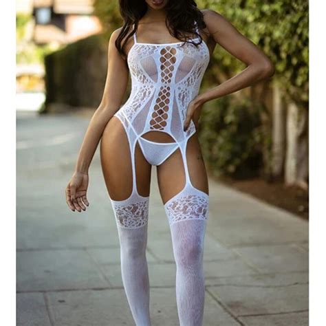Sexy Arrast O Garter Bodystocking Oco Fora Corpo Inteiro Sem Mangas Malha Bodysuit Lingerie Sexy