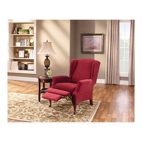 Sure Fit Stretch Pique Wing Chair Recliner Slipcover