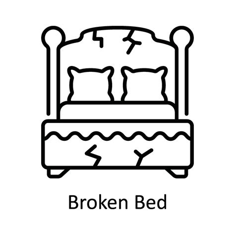 Broken Bed Vector outline Icon Design illustration. Home Repair And Maintenance Symbol on White ...