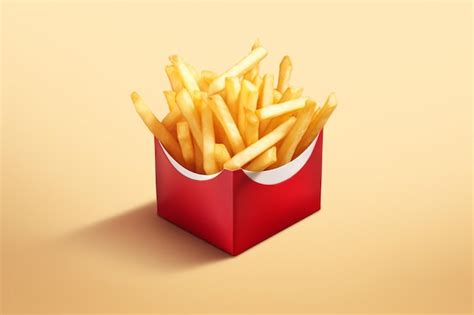 Premium Ai Image French Fries In A Red Carton Box Isolated On White