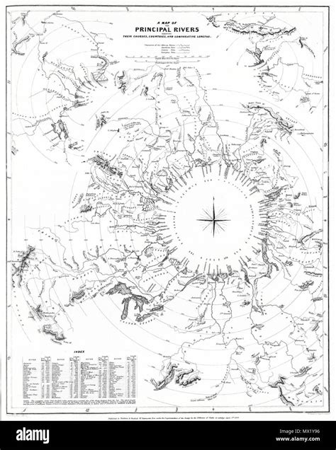 Un mapa de los principales ríos shewing sus cursos países y