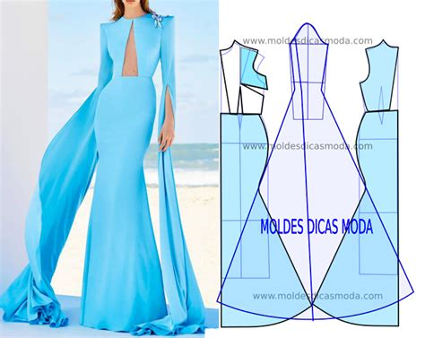 Vestido Azul Longo Moldes Dicas Moda