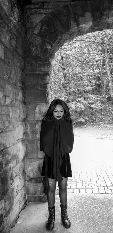 Portrait Of A Girl Dressed In All Black Stock Image Image Of Young