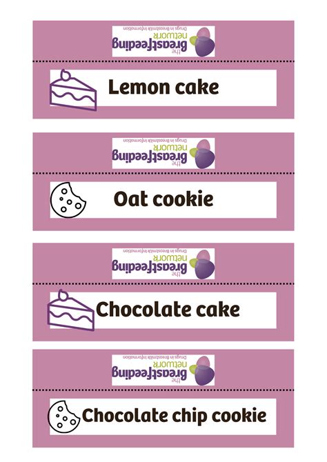 Cake labels (click to download and customise) - The Breastfeeding Network