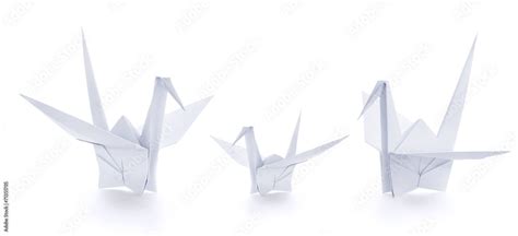 Family of origami paper crane Stock Photo | Adobe Stock