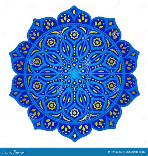 Islamic Mandala Vector Illustration With Blue And Gold Color Stock